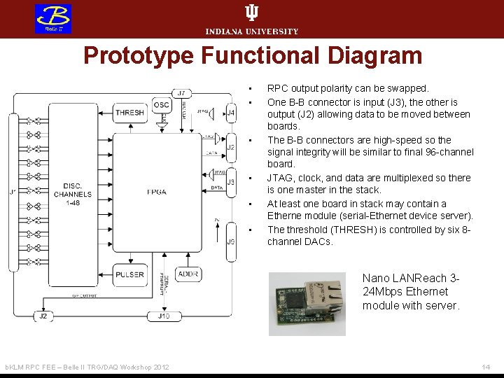 Prototype Functional Diagram • • • RPC output polarity can be swapped. One B-B