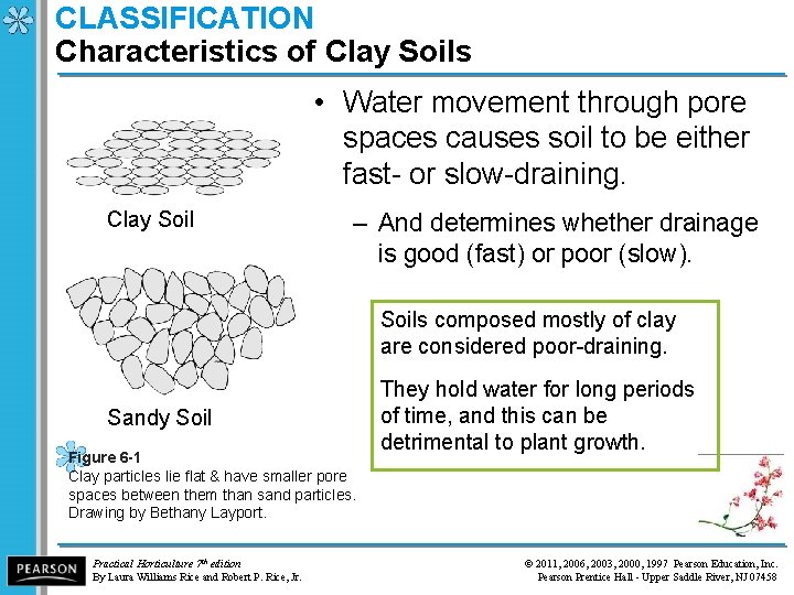 CLASSIFICATION Characteristics of Clay Soils • Water movement through pore spaces causes soil to