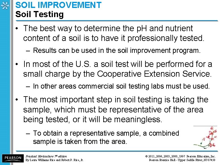 SOIL IMPROVEMENT Soil Testing • The best way to determine the p. H and
