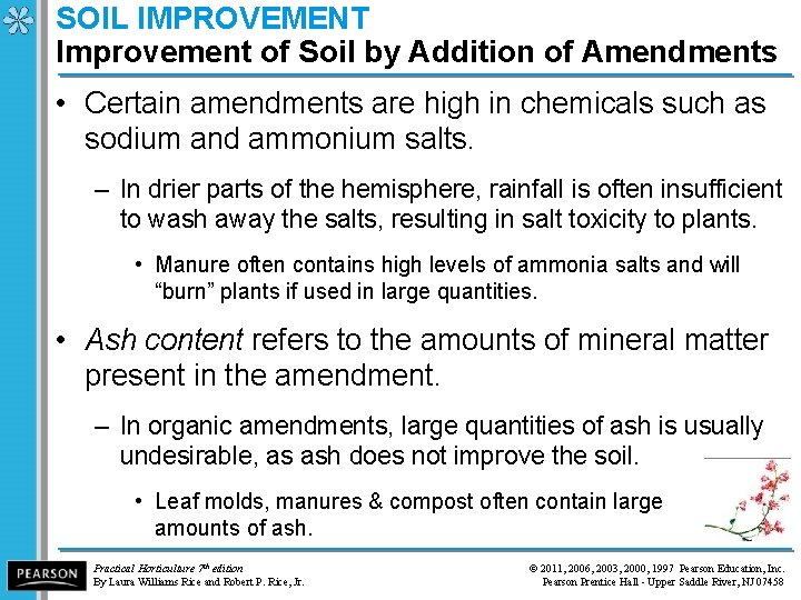 SOIL IMPROVEMENT Improvement of Soil by Addition of Amendments • Certain amendments are high