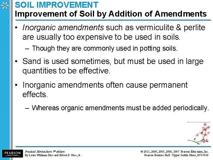 SOIL IMPROVEMENT Improvement of Soil by Addition of Amendments • Inorganic amendments such as