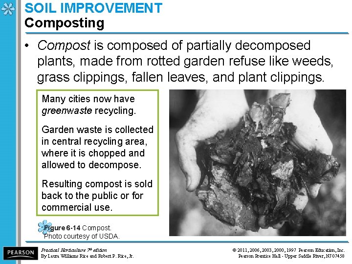 SOIL IMPROVEMENT Composting • Compost is composed of partially decomposed plants, made from rotted