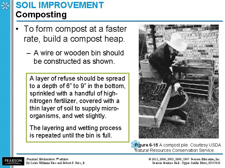 SOIL IMPROVEMENT Composting • To form compost at a faster rate, build a compost