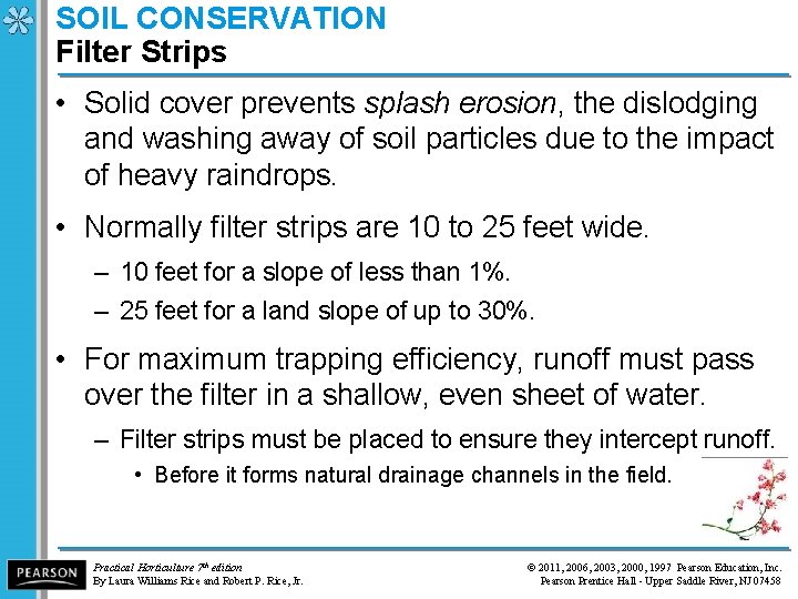 SOIL CONSERVATION Filter Strips • Solid cover prevents splash erosion, the dislodging and washing