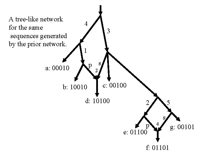 A tree-like network for the same sequences generated by the prior network. 4 3