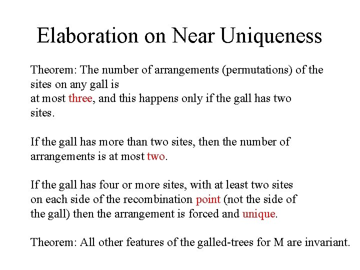 Elaboration on Near Uniqueness Theorem: The number of arrangements (permutations) of the sites on