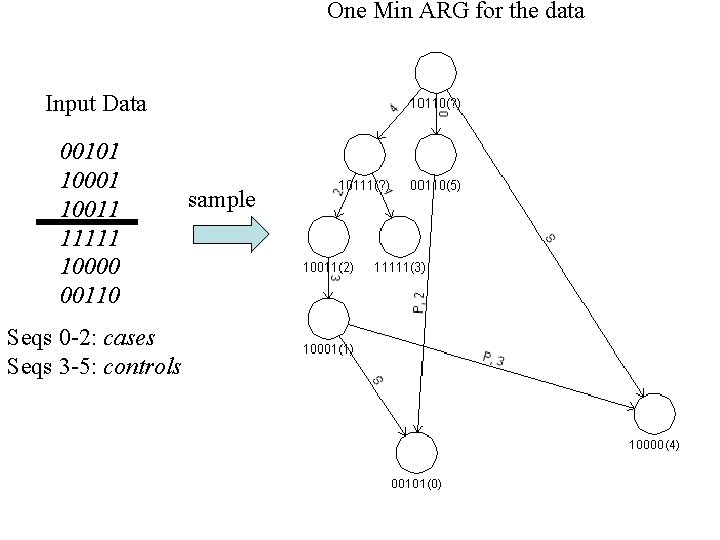 One Min ARG for the data Input Data 00101 10011 11111 10000 00110 Seqs
