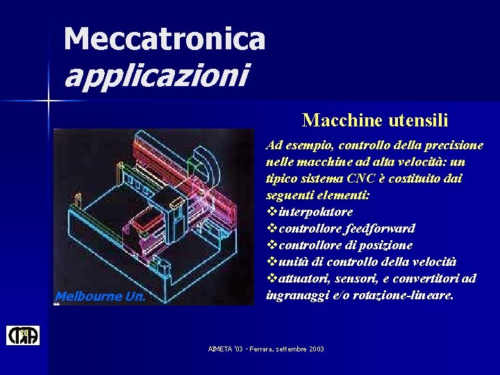 Meccatronica applicazioni Macchine utensili Melbourne Un. Ad esempio, controllo della precisione nelle macchine ad