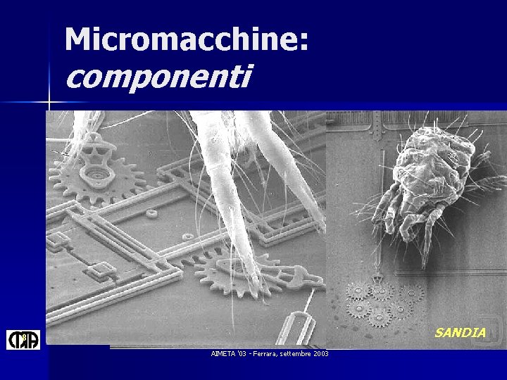 Micromacchine: componenti SANDIA 8 AIMETA '03 - Ferrara, settembre 2003 