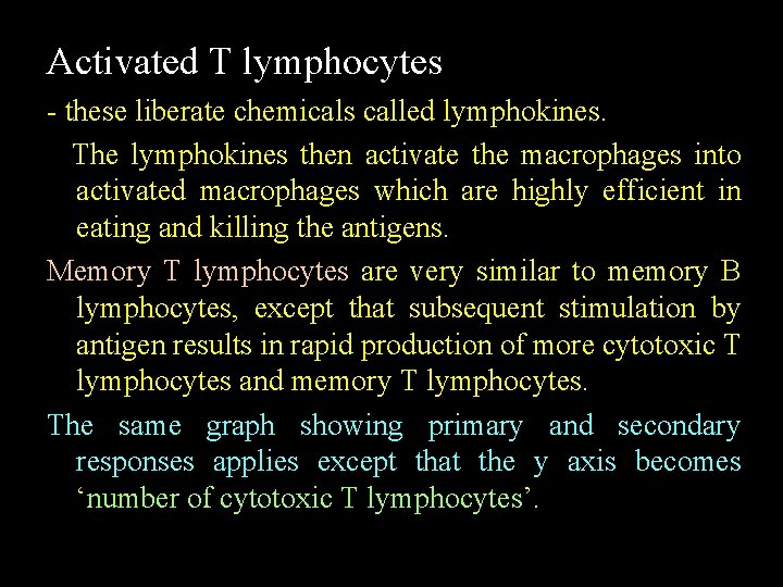 Activated T lymphocytes these liberate chemicals called lymphokines. The lymphokines then activate the macrophages