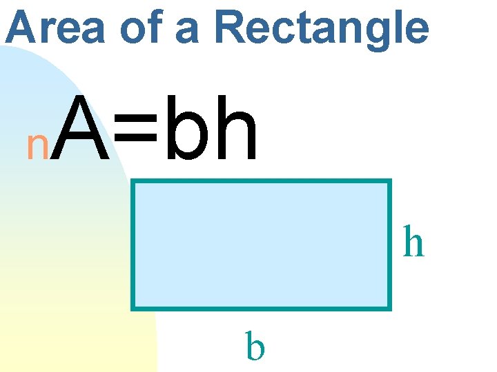 Area of a Rectangle n A=bh h b 