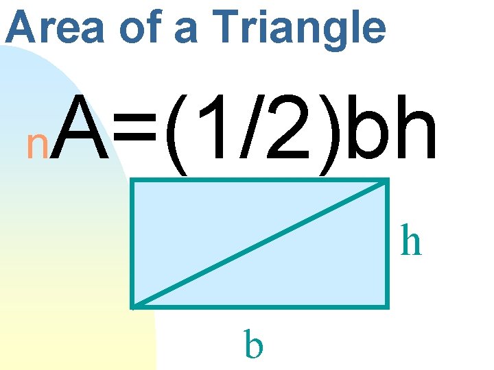 Area of a Triangle n A=(1/2)bh h b 