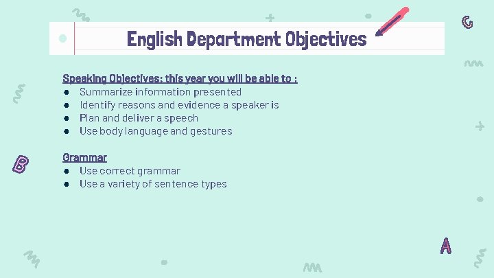 English Department Objectives Speaking Objectives: this year you will be able to : ●