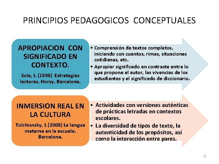 PRINCIPIOS PEDAGOGICOS CONCEPTUALES APROPIACION CON SIGNIFICADO EN CONTEXTO. Sole, I. (1998) Estrategias lectoras. Horsy.