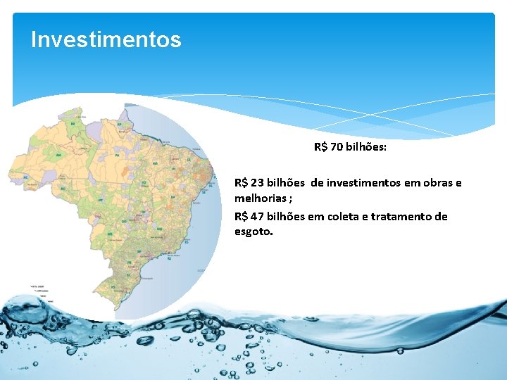 Investimentos 70 bi R$ 70 bilhões: R$ 23 bilhões de investimentos em obras e