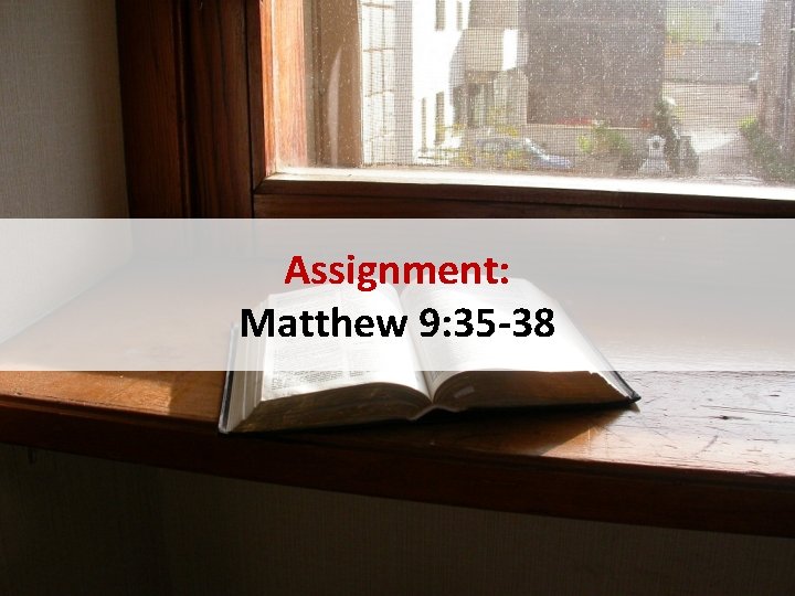 Assignment: Matthew 9: 35 -38 