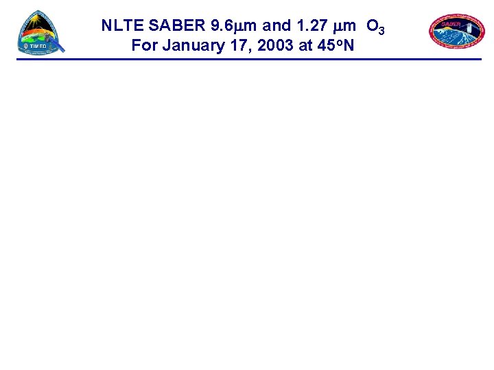 NLTE SABER 9. 6 m and 1. 27 m O 3 For January 17,