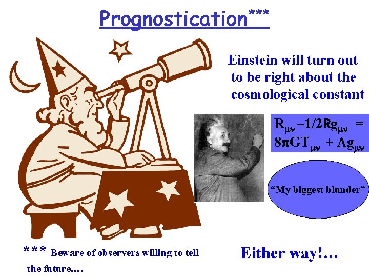 Prognostication*** Einstein will turn out to be right about the cosmological constant Rmn –