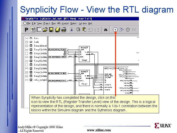 Synplicity Flow - View the RTL diagram When Synplicity has completed the design, click