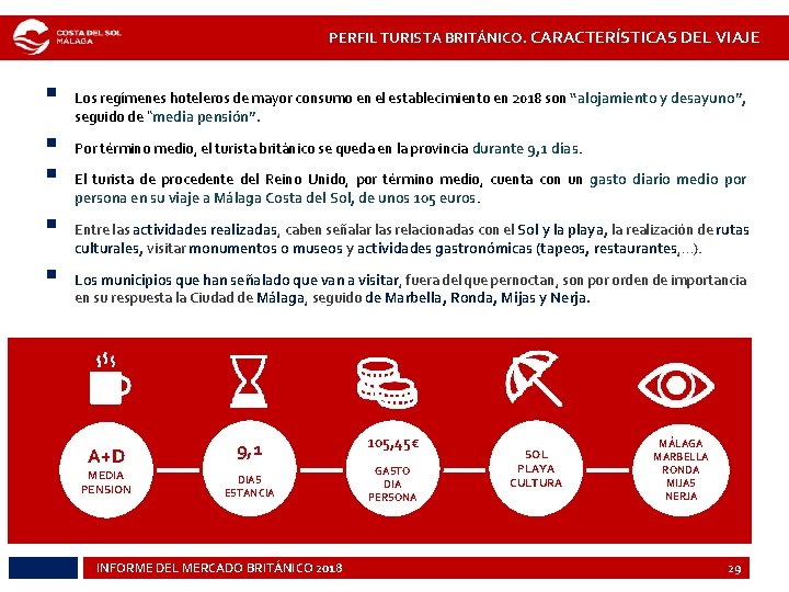 PERFIL TURISTA BRITÁNICO. CARACTERÍSTICAS DEL VIAJE § § § Los regímenes hoteleros de mayor