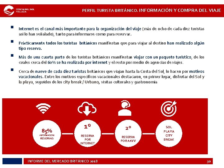 PERFIL TURISTA BRITÁNICO. INFORMACIÓN Y COMPRA DEL VIAJE § § Internet es el canal