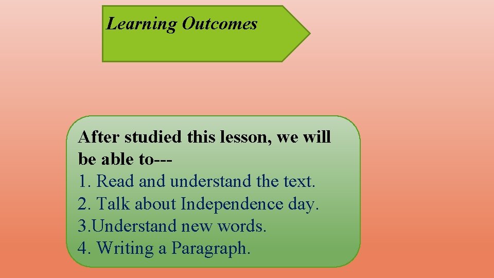 Learning Outcomes After studied this lesson, we will be able to--1. Read and understand