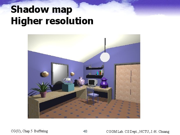 Shadow map Higher resolution CG(U), Chap. 5 Buffering 48 CGGM Lab. CS Dept. ,