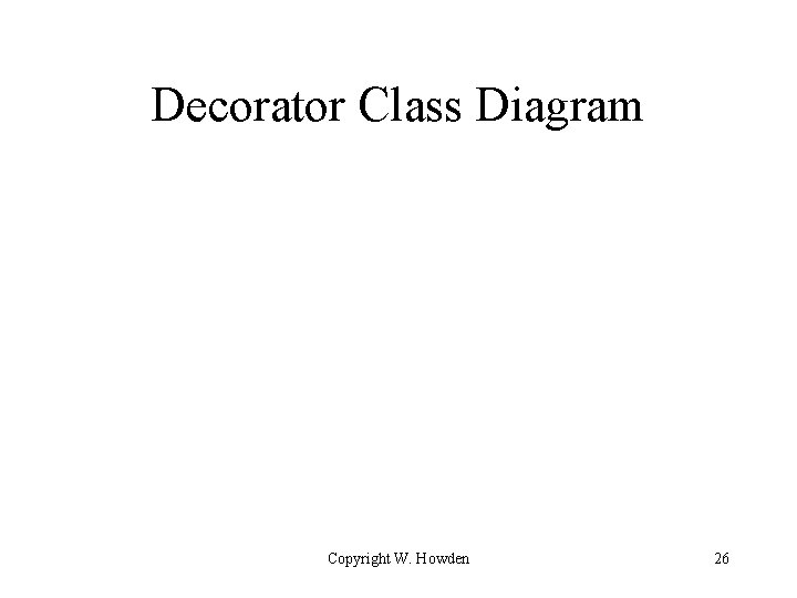 Decorator Class Diagram Copyright W. Howden 26 