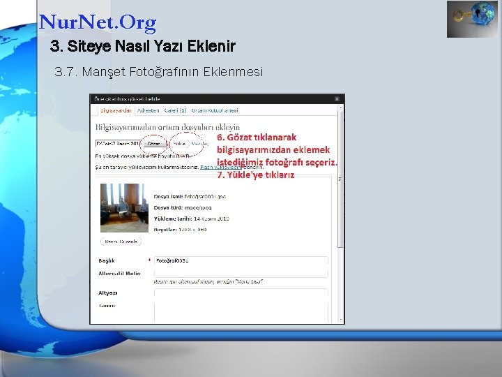 Nur. Net. Org 3. Siteye Nasıl Yazı Eklenir 3. 7. Manşet Fotoğrafının Eklenmesi 