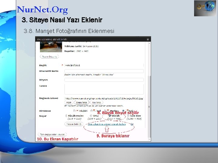 Nur. Net. Org 3. Siteye Nasıl Yazı Eklenir 3. 8. Manşet Fotoğrafının Eklenmesi 