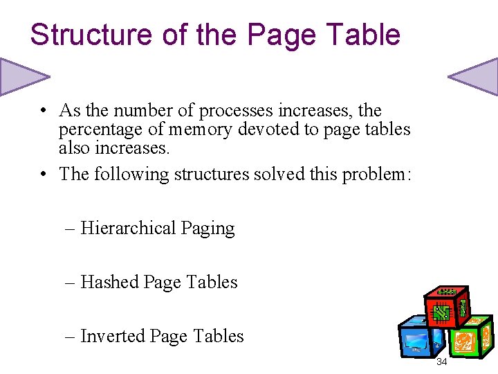 Structure of the Page Table • As the number of processes increases, the percentage