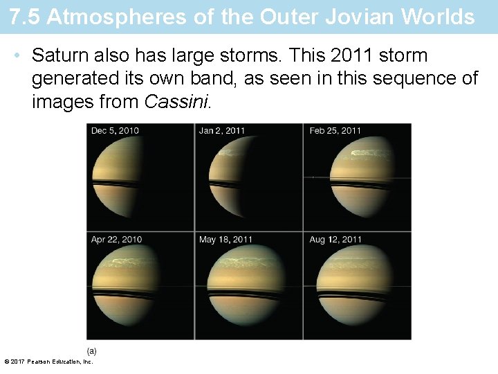 7. 5 Atmospheres of the Outer Jovian Worlds • Saturn also has large storms.