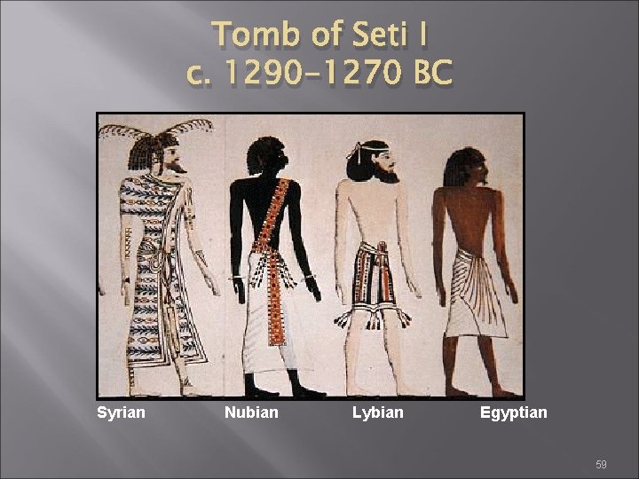 Tomb of Seti I c. 1290 -1270 BC Syrian Nubian Lybian Egyptian 59 