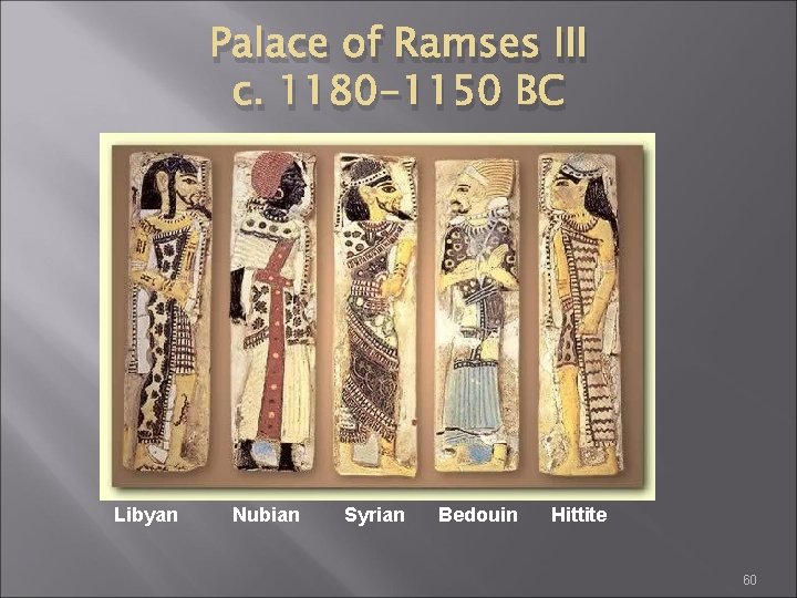 Palace of Ramses III c. 1180 -1150 BC Libyan Nubian Syrian Bedouin Hittite 60