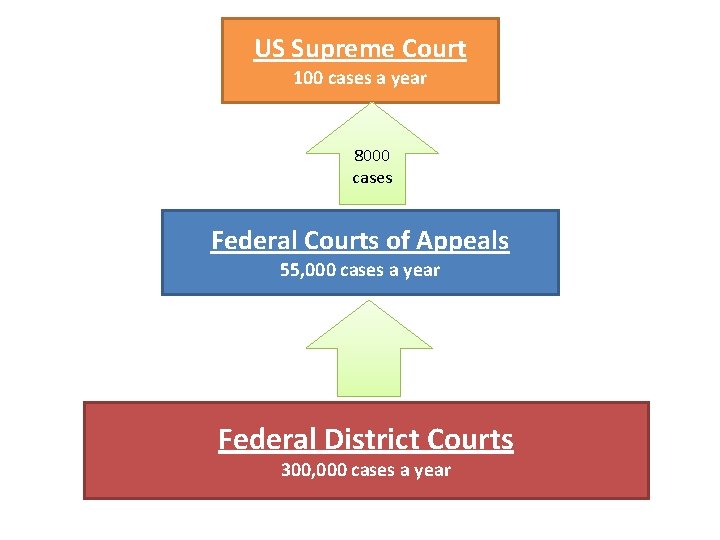 US Supreme Court 100 cases a year 8000 cases Federal Courts of Appeals 55,