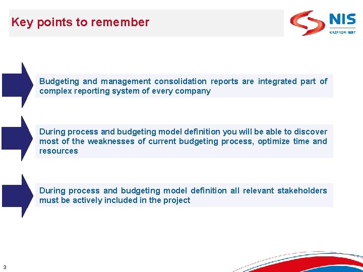 Конфиденциально Key points to remember Budgeting and management consolidation reports are integrated part of