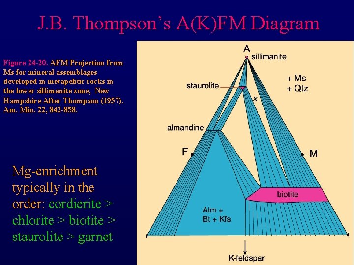 J. B. Thompson’s A(K)FM Diagram Figure 24 -20. AFM Projection from Ms for mineral