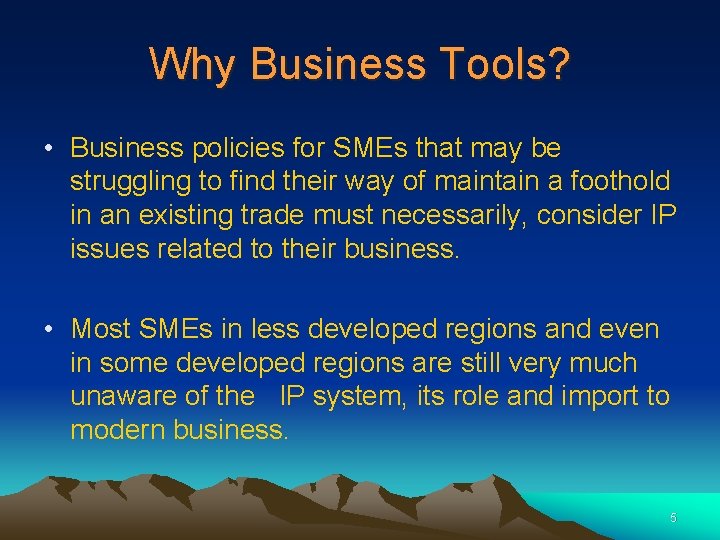 Why Business Tools? • Business policies for SMEs that may be struggling to find