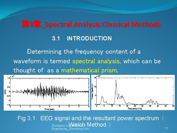 第 3章_Spectral Analysis: Classical Methods 3. 1 INTRODUCTION Determining the frequency content of a