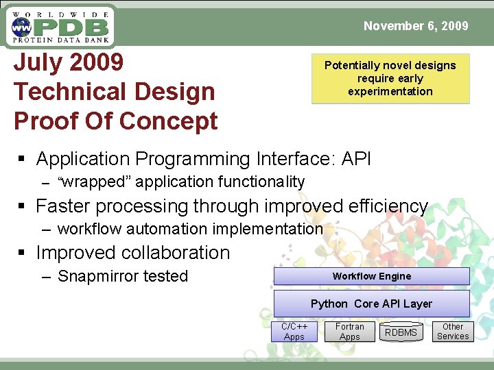 November 6, 2009 July 2009 Technical Design Proof Of Concept Potentially novel designs require