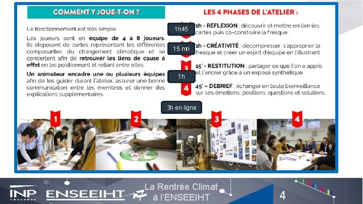 1 h 45 15 mn 1 h 3 h en ligne La Rentrée Climat