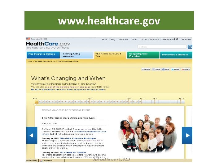 www. healthcare. gov Updated January 1, 2013 