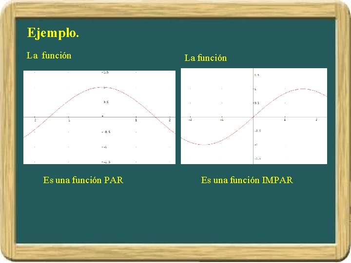 Ejemplo. La función Es una función PAR La función Es una función IMPAR Ejemplo. La función Es una función PAR La función Es una función IMPAR