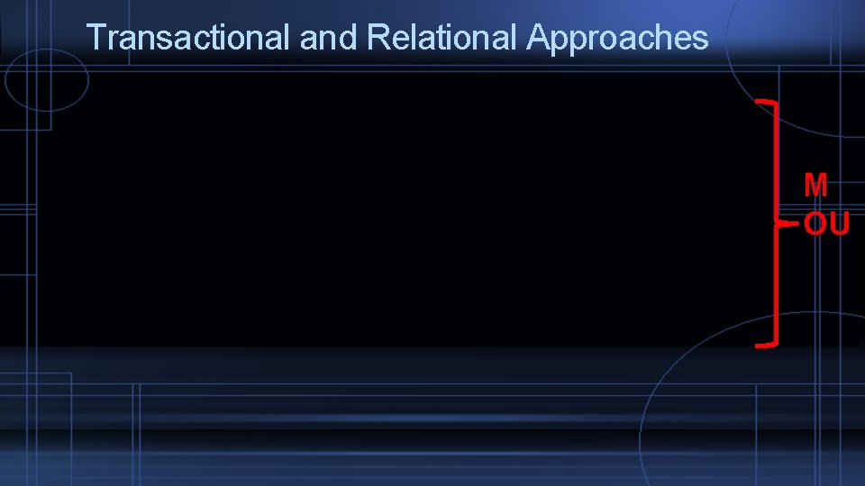 Transactional and Relational Approaches M OU 