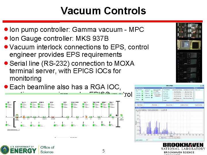 Vacuum Controls Ion pump controller: Gamma vacuum - MPC Ion Gauge controller: MKS 937