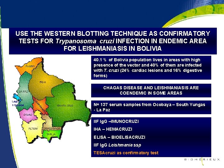 USE THE WESTERN BLOTTING TECHNIQUE AS CONFIRMATORY TESTS FOR Trypanosoma cruzi INFECTION IN ENDEMIC