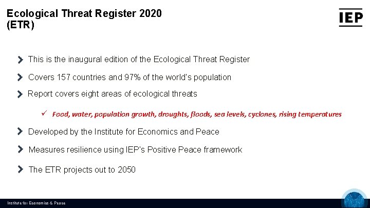 Ecological Threat Register 2020 (ETR) This is the inaugural edition of the Ecological Threat