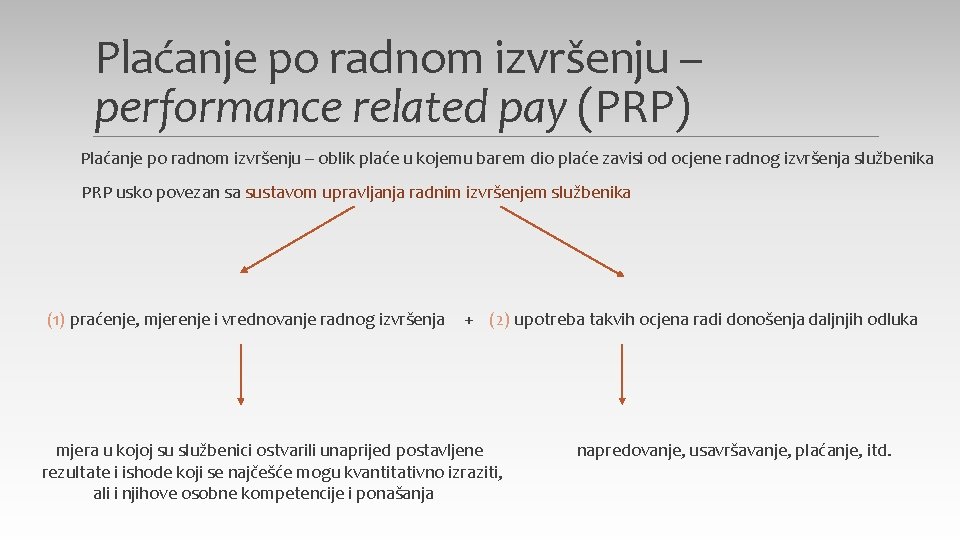 Plaćanje po radnom izvršenju – performance related pay (PRP) Plaćanje po radnom izvršenju –