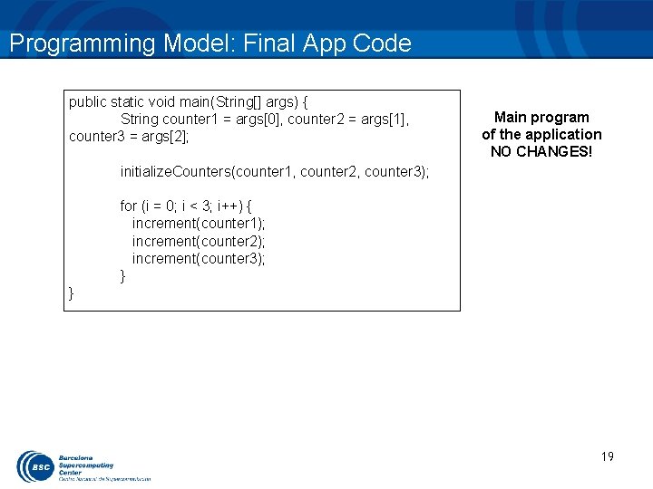 Programming Model: Final App Code public static void main(String[] args) { String counter 1