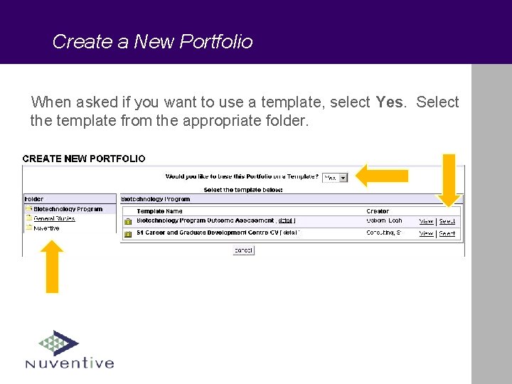 Create a New Portfolio When asked if you want to use a template, select